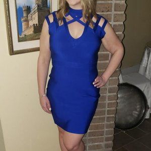 Blue Cocktail Bandage Dress